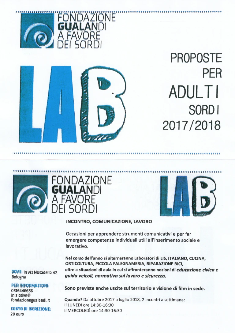 Laboratori adulti 2017 2018 volantino